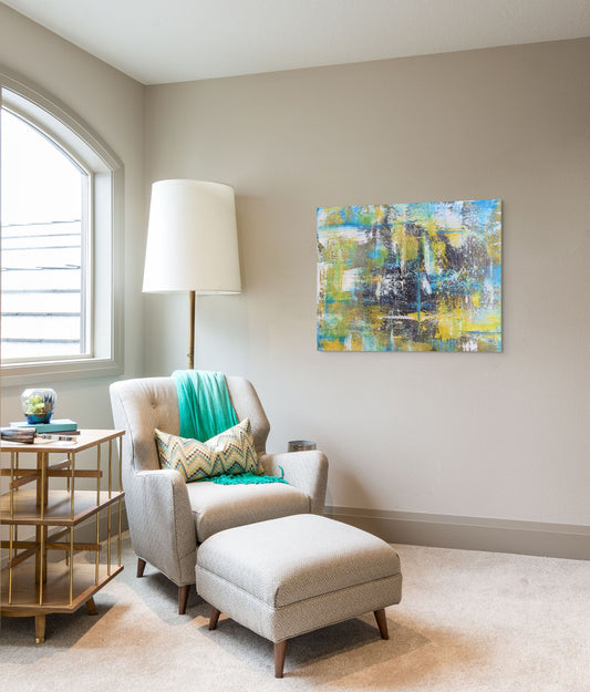 Green & Blue & Gold Abstract - Paper Print