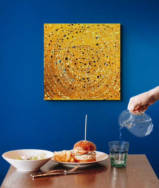 Gold with white & blue dots - Original