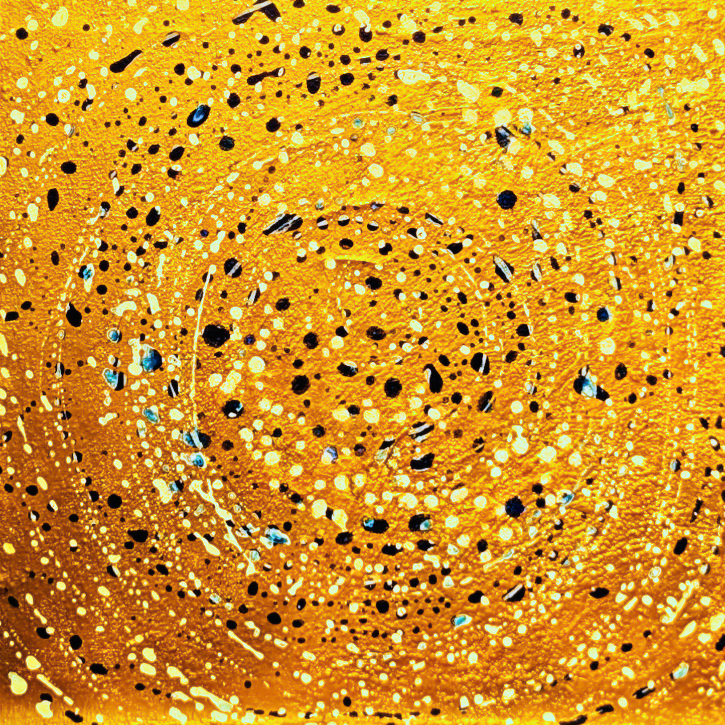 Gold with white & blue dots - Canvas Print