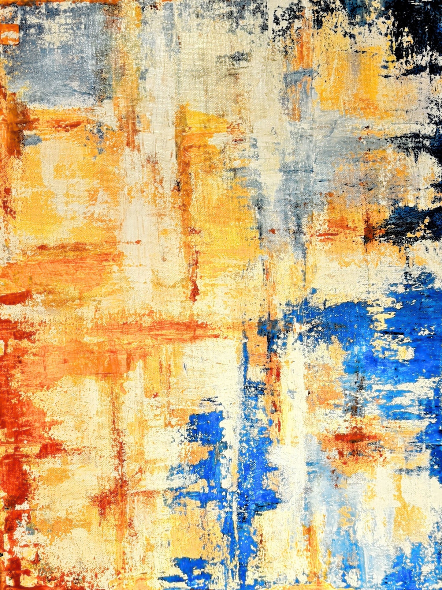 Abstract in Orange Gold & Blue - Paper Print