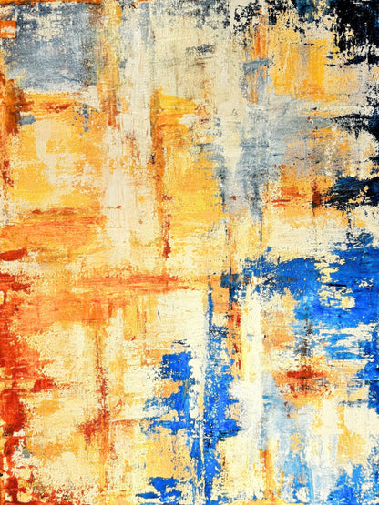 Abstract in Orange Gold & Blue - Paper Print