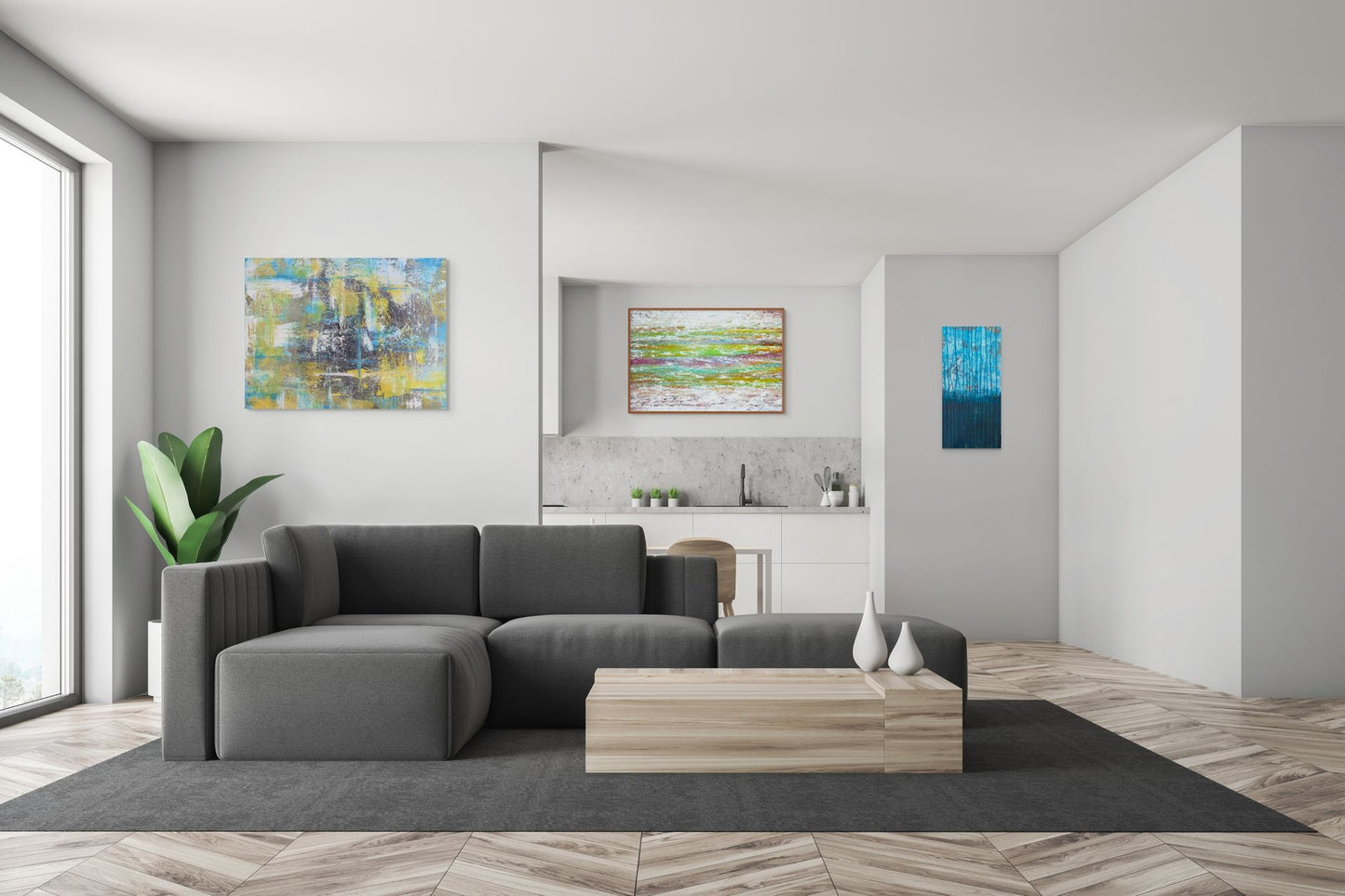 Green & Blue & Gold Abstract - Paper Print