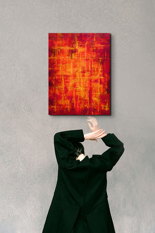 Red Heat Abstract - Paper Print