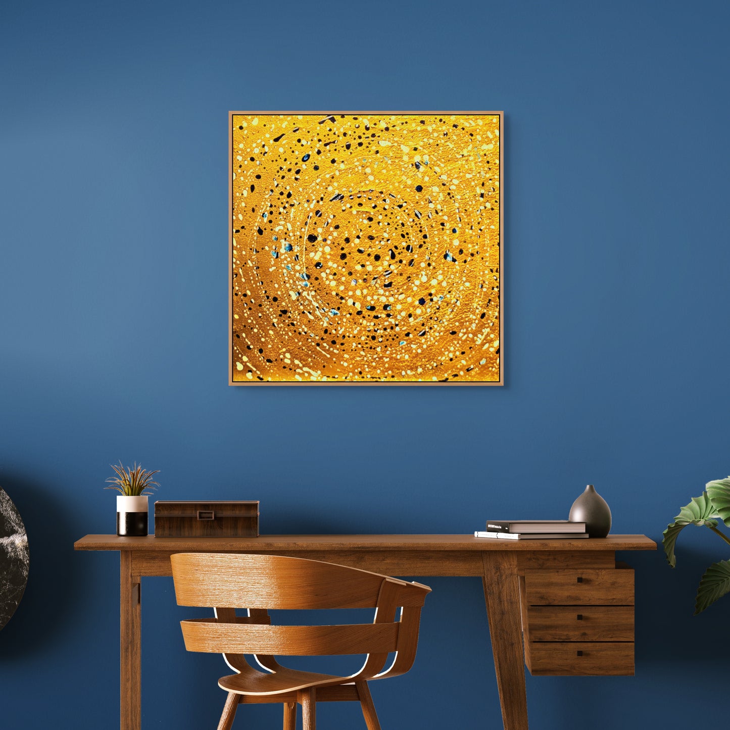 Gold with white & blue dots - Original